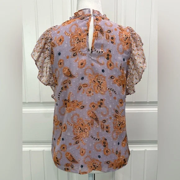 Maison d’ Amélie Floral Ruffle Sleeve Blouse Size S - Picture 2 of 7